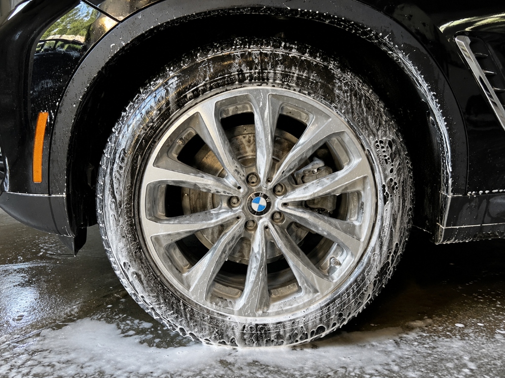 Foamy wheel wash during detailing